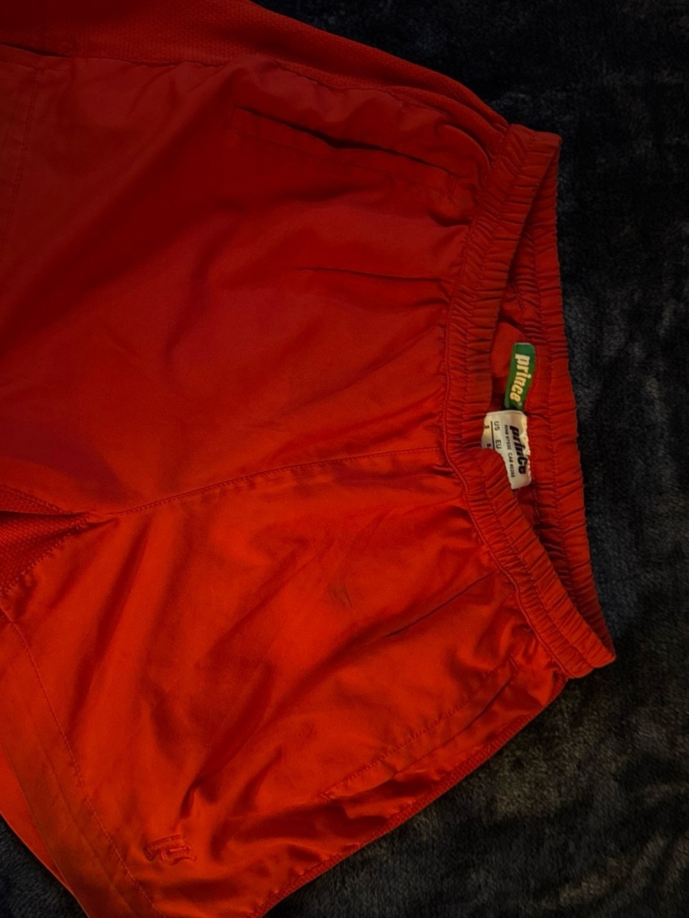 Prince Red Athletic Shorts with Green Brand Tab